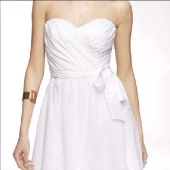 Express White Strapless Tie-Waist Dress - Size 8 - Picture 1 of 15